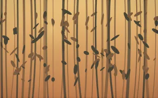 Autumn Glow Bamboo Forest II — colourful orange, brown and grey bamboo forest background, variation II