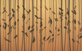 Autumn Glow Bamboo Forest III — colourful orange, brown and grey bamboo forest background, variation III