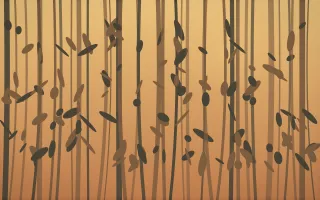 Autumn Glow Bamboo Forest IV — colourful orange, brown and grey bamboo forest background, variation IV