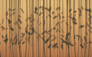 Autumn Glow Bamboo Forest IX — colourful orange, brown and grey bamboo forest background, variation IX