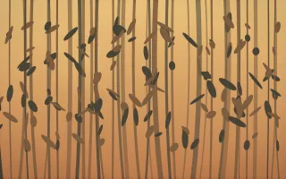 Autumn Glow Bamboo Forest V — colourful orange, brown and grey bamboo forest background, variation V