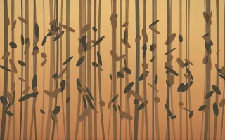 Autumn Glow Bamboo Forest VII — colourful orange, brown and grey bamboo forest background, variation VII