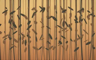 Autumn Glow Bamboo Forest VIII — colourful orange, brown and grey bamboo forest background, variation VIII
