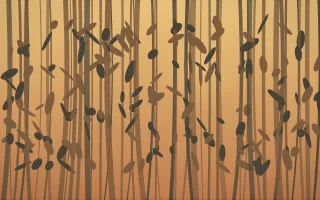 Autumn Glow Bamboo Forest X — colourful orange, brown and grey bamboo forest background, variation X