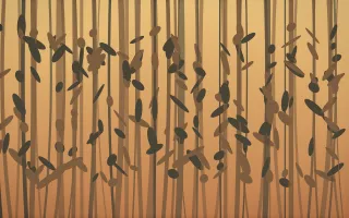 Autumn Glow Bamboo Forest XI — colourful orange, brown and grey bamboo forest background, variation XI