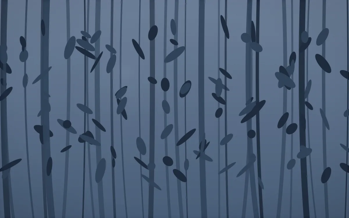 Blue Hour Bamboo Forest — dark blue bamboo forest background