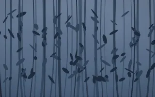 Blue Hour Bamboo Forest III — dark blue bamboo forest background, variation III