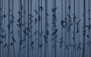 Blue Hour Bamboo Forest VII — dark blue bamboo forest background, variation VII