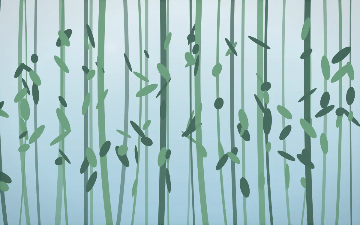 Clear Day Bamboo Forest — light blue and green bamboo forest background
