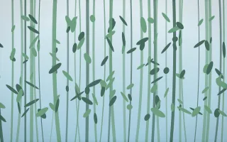 Clear Day Bamboo Forest III — light blue and green bamboo forest background, variation III