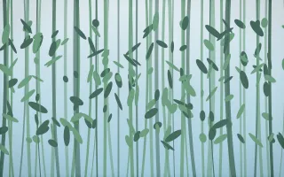 Clear Day Bamboo Forest IX — light blue and green bamboo forest background, variation IX
