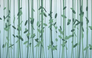 Clear Day Bamboo Forest VIII — light blue and green bamboo forest background, variation VIII