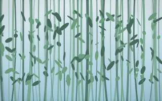 Clear Day Bamboo Forest X — light blue and green bamboo forest background, variation X