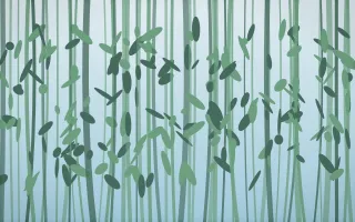 Clear Day Bamboo Forest XI — light blue and green bamboo forest background, variation XI