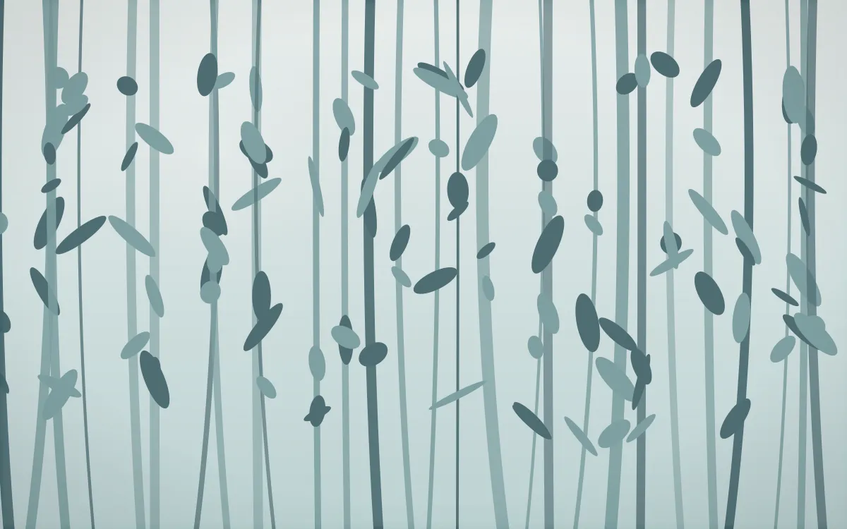 Coastal Mist Bamboo Forest — light white and teal bamboo forest background