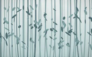 Coastal Mist Bamboo Forest III — light white and teal bamboo forest background, variation III