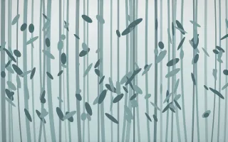 Coastal Mist Bamboo Forest V — light white and teal bamboo forest background, variation V