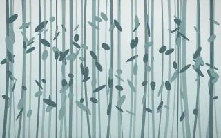 Coastal Mist Bamboo Forest VI — light white and teal bamboo forest background, variation VI