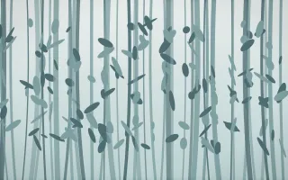 Coastal Mist Bamboo Forest VIII — light white and teal bamboo forest background, variation VIII
