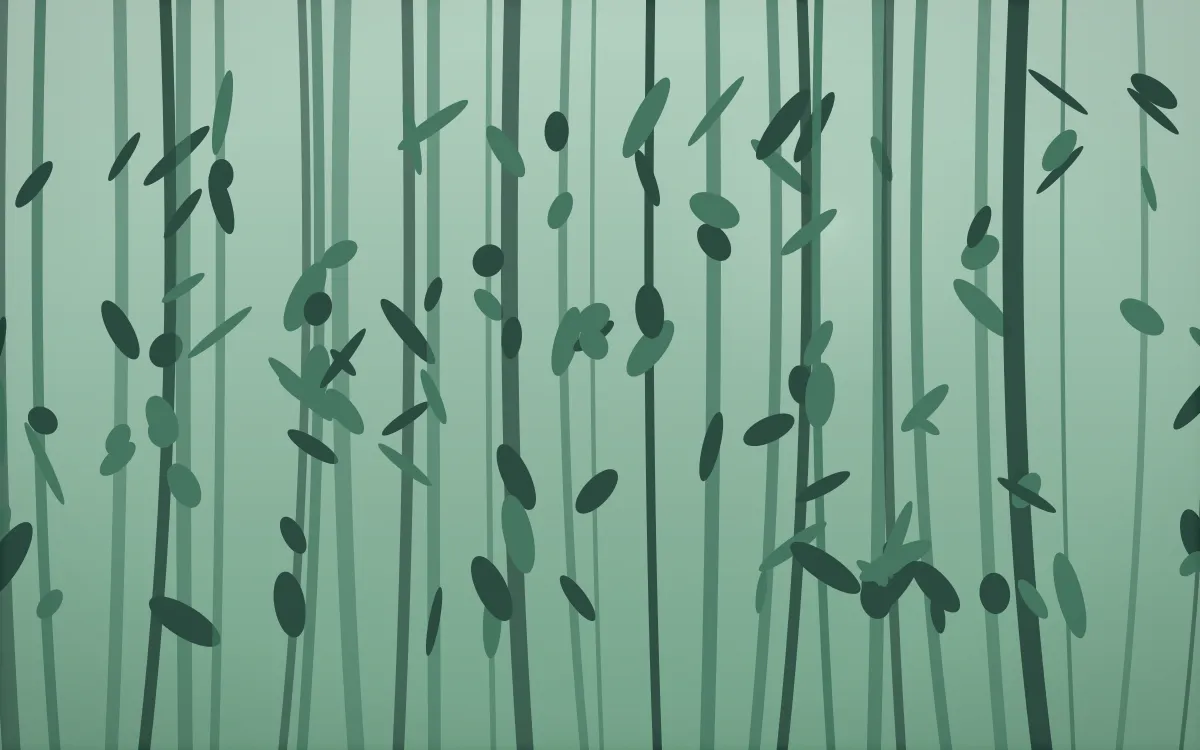 Emerald Mist Bamboo Forest — dark green bamboo forest background