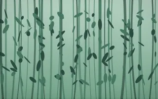 Emerald Mist Bamboo Forest III — dark green bamboo forest background, variation III