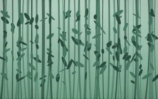 Emerald Mist Bamboo Forest X — dark green bamboo forest background, variation X