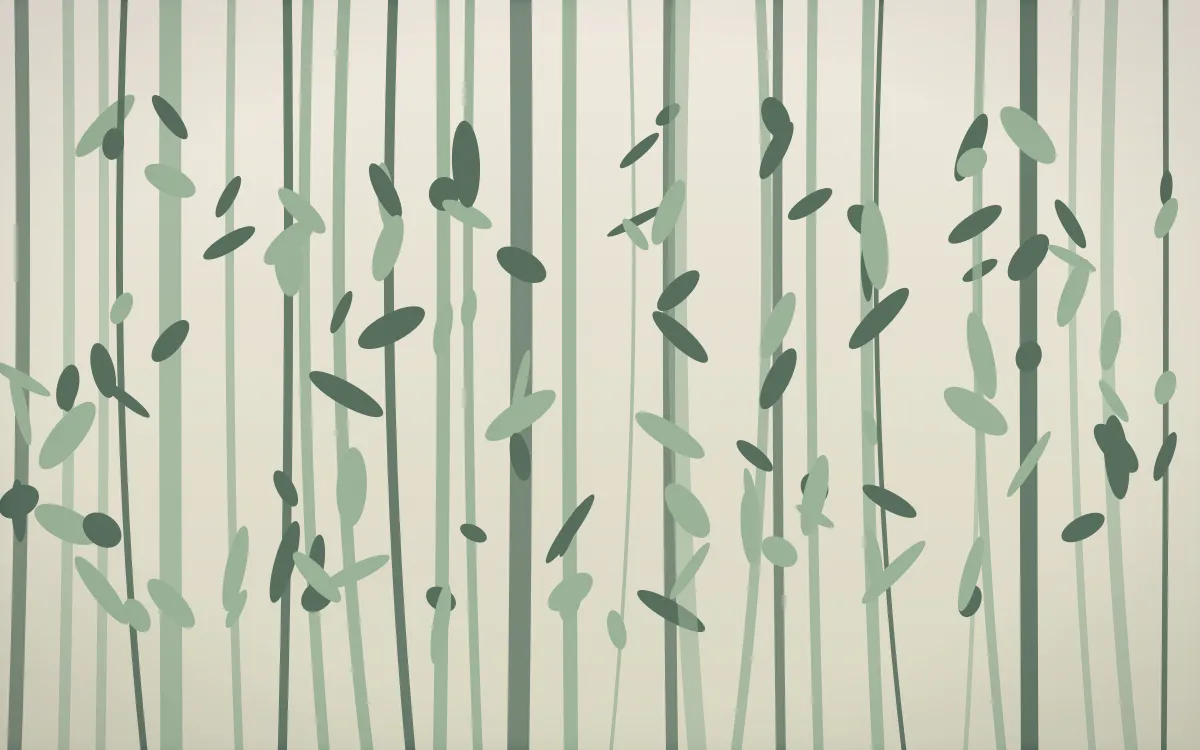 First Light Bamboo Forest — light beige and green bamboo forest background