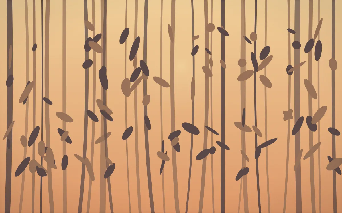 Golden Hour Bamboo Forest — colourful orange and pink bamboo forest background