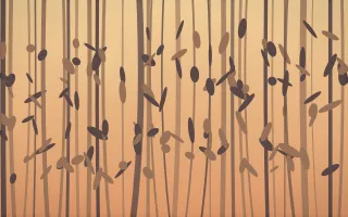 Golden Hour Bamboo Forest III — colourful orange and pink bamboo forest background, variation III
