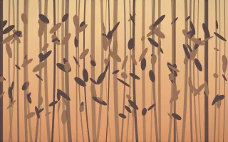 Golden Hour Bamboo Forest VII — colourful orange and pink bamboo forest background, variation VII