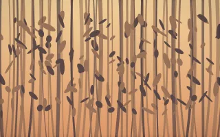 Golden Hour Bamboo Forest X — colourful orange and pink bamboo forest background, variation X