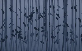 Moonlight Bamboo Forest XI — dark blue bamboo forest background, variation XI