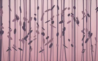 Rose Dusk Bamboo Forest III — colourful red, pink and purple bamboo forest background, variation III