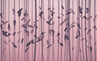 Rose Dusk Bamboo Forest IV — colourful red, pink and purple bamboo forest background, variation IV