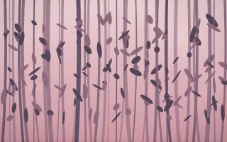 Rose Dusk Bamboo Forest V — colourful red, pink and purple bamboo forest background, variation V