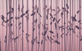 Rose Dusk Bamboo Forest X — colourful red, pink and purple bamboo forest background, variation X