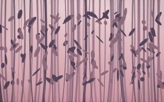 Rose Dusk Bamboo Forest XI — colourful red, pink and purple bamboo forest background, variation XI
