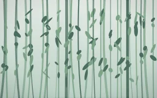 Spring Rain Bamboo Forest II — light white and green bamboo forest background, variation II