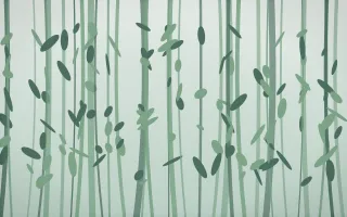 Spring Rain Bamboo Forest III — light white and green bamboo forest background, variation III