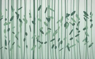 Spring Rain Bamboo Forest V — light white and green bamboo forest background, variation V