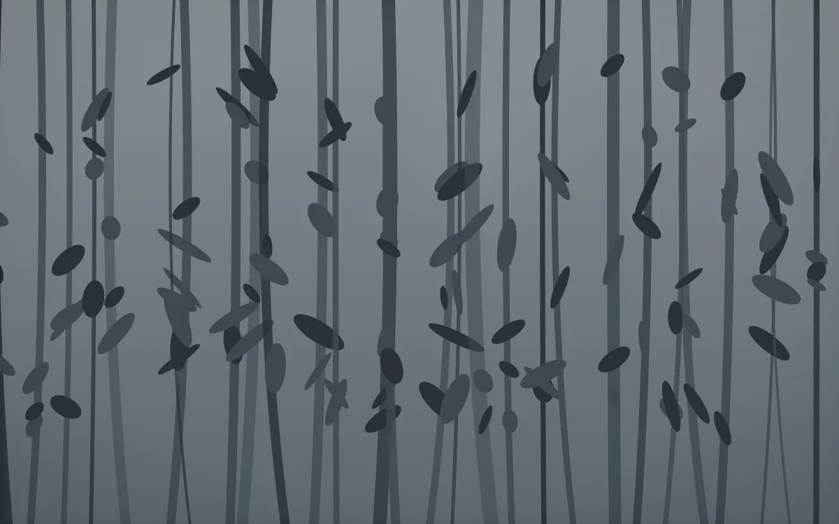 Storm Light Bamboo Forest — dark grey and blue bamboo forest background