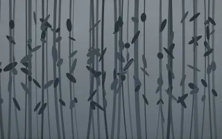 Storm Light Bamboo Forest III — dark grey and blue bamboo forest background, variation III
