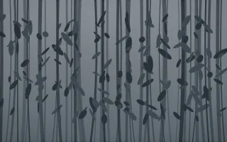 Storm Light Bamboo Forest X — dark grey and blue bamboo forest background, variation X