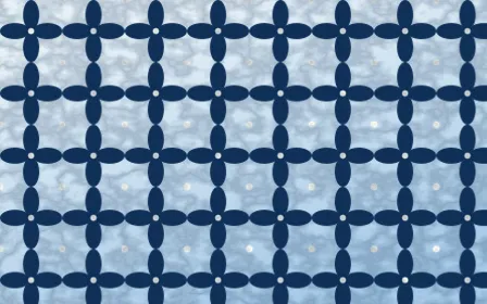 Aegean Noon Batik Kawung — light blue and white batik background