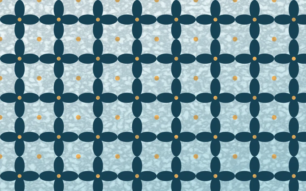 Algarve Sea Batik Kawung — light blue, orange and white batik background