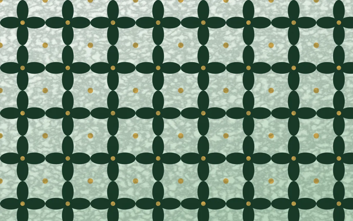 Alhambra Jade Batik Kawung — light green, gold and white batik background