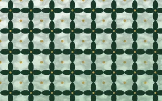 Alhambra Jade Batik Kawung — light green, gold and white batik background