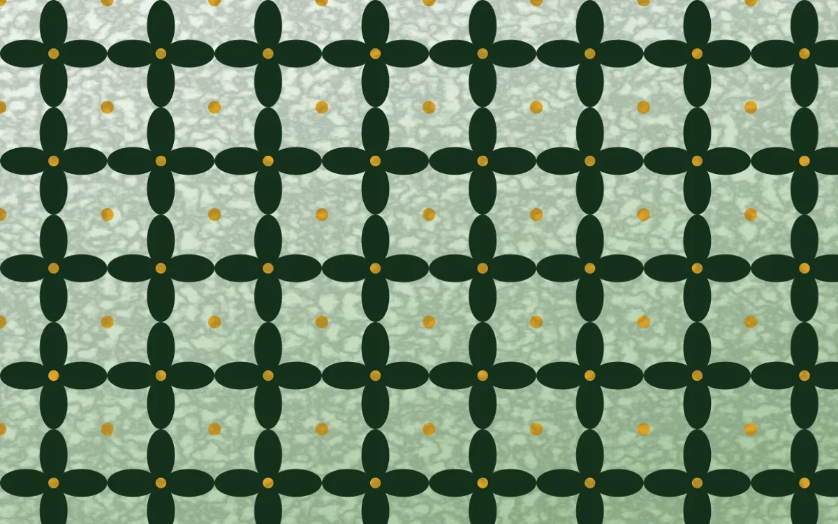 Amazônia Batik Kawung — light green, gold and white batik background