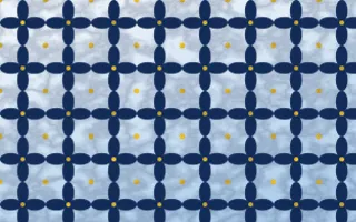 Bahia Blue Batik Kawung — light blue, gold and white batik background
