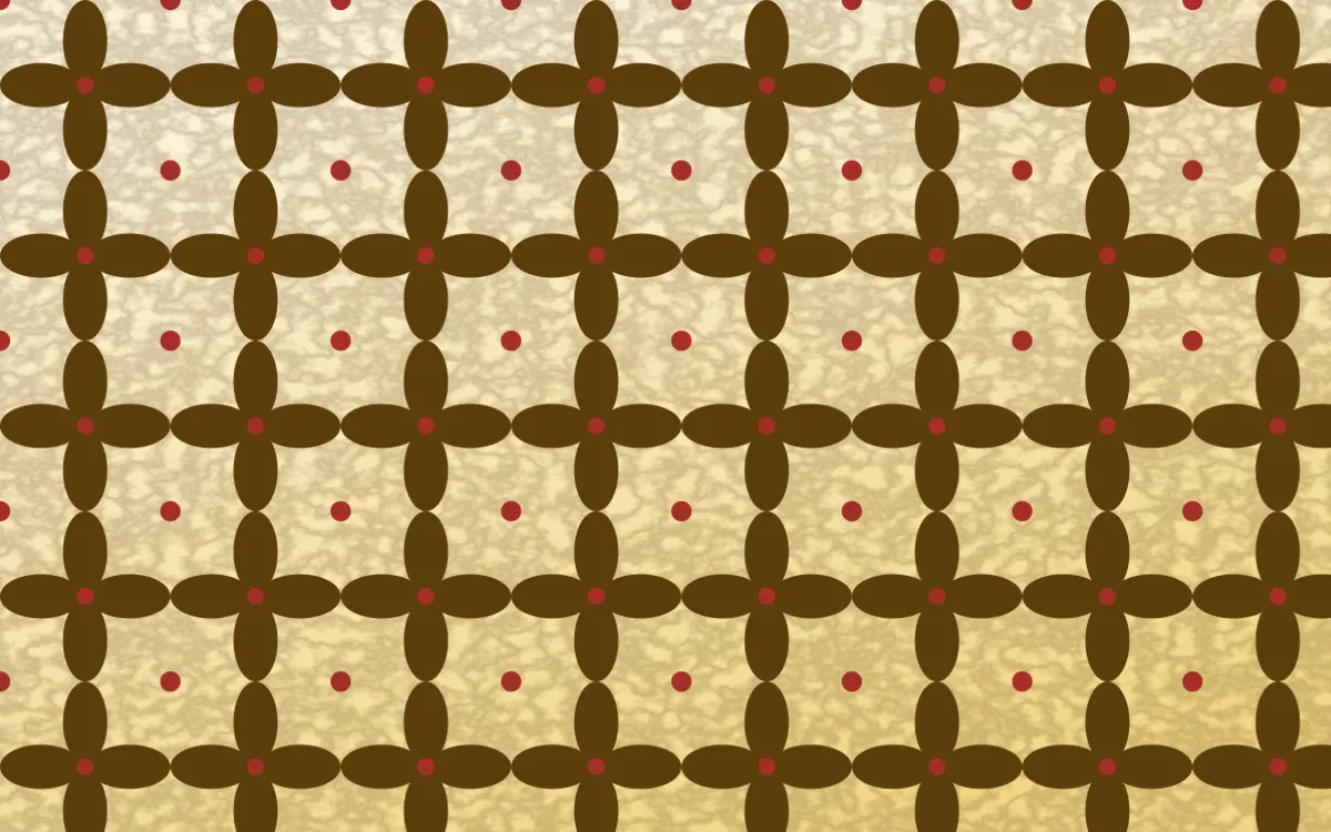 Bangkok Gold Batik Kawung — light brown, red and beige batik background